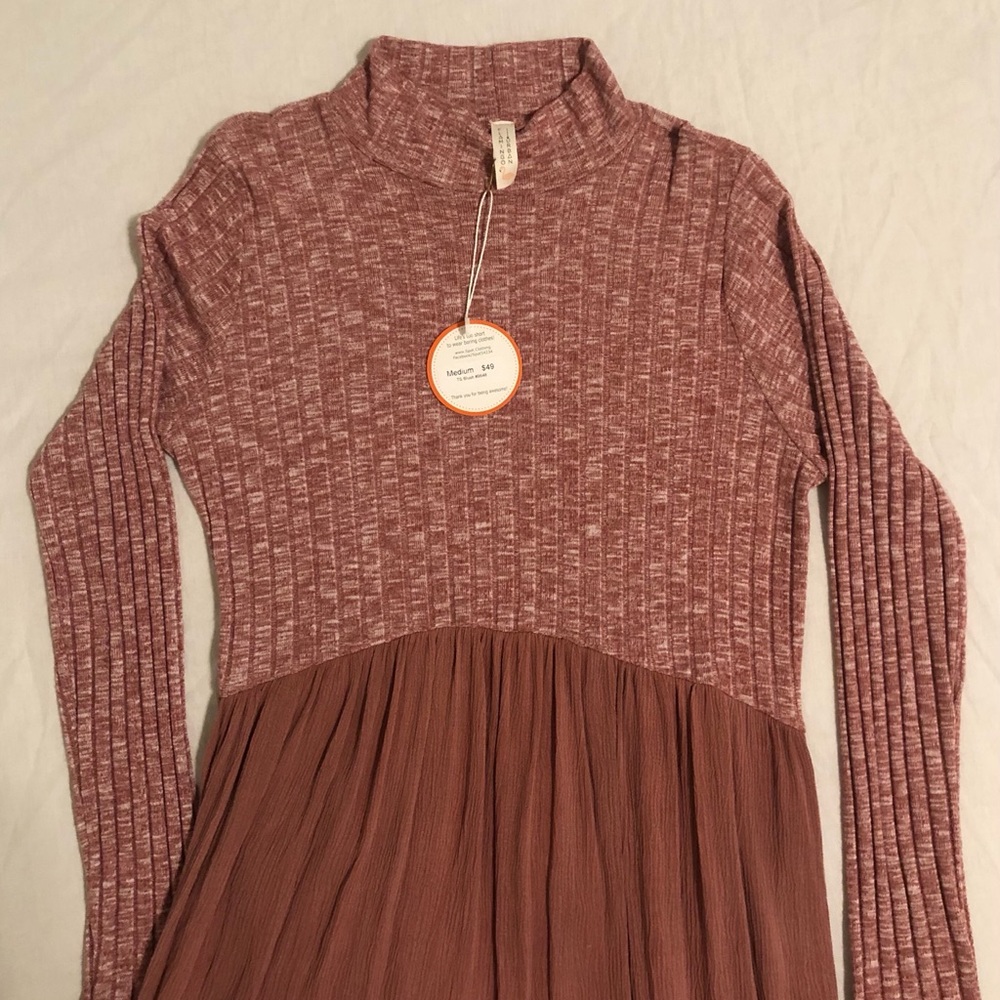 ankle length flowey dusty rose dress